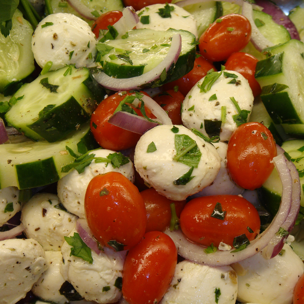 Cucumber, Tomato and Mozzarella Salad